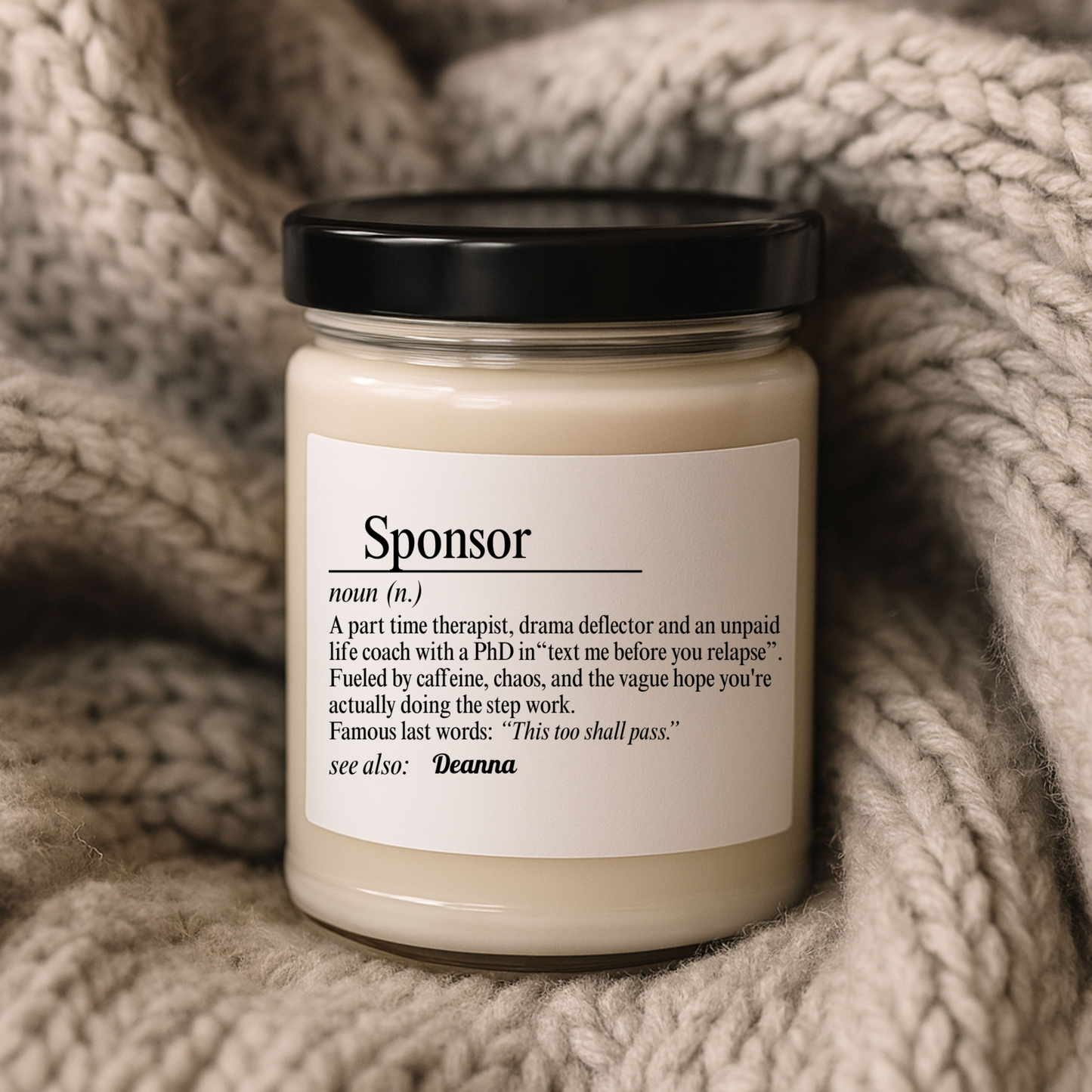 Recovery Sponsor Personalized Gift Scented Candle, 9oz