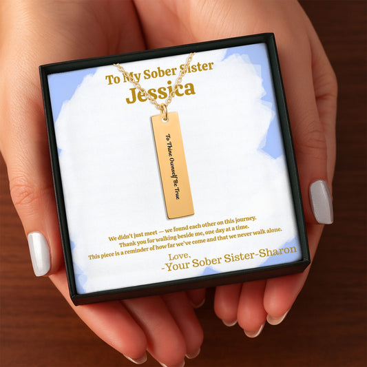 Personalized Necklace for Sober Sister in Recovery Saying Engraved Birthstone included