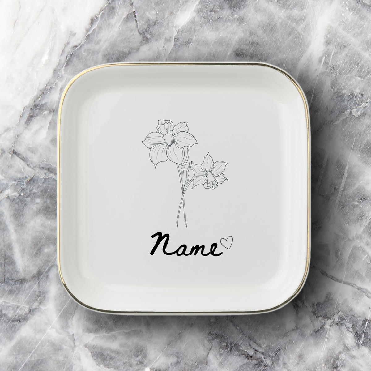 Personalized Birth Month Flower Jewelry Dish