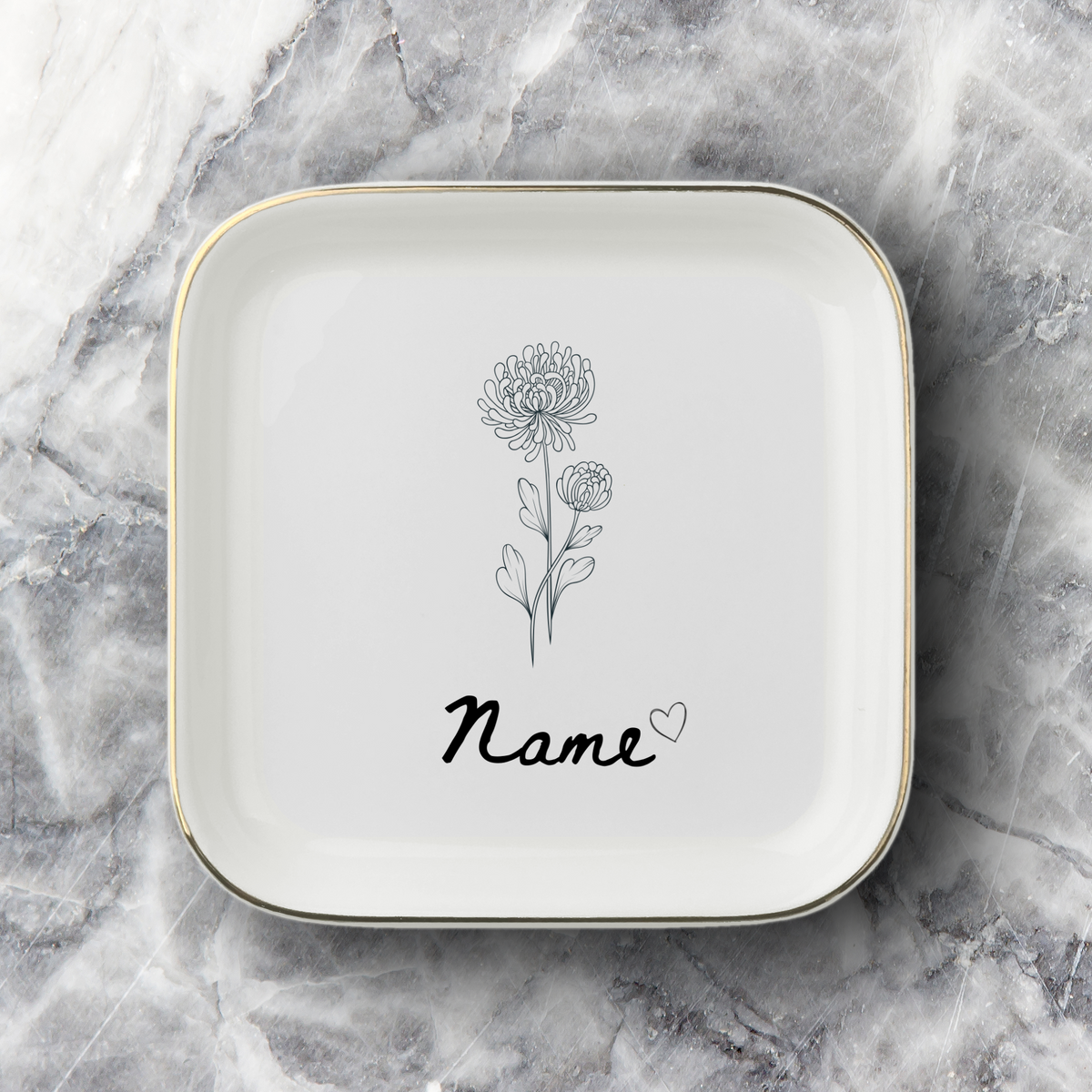 Personalized Birth Month Flower Jewelry Dish