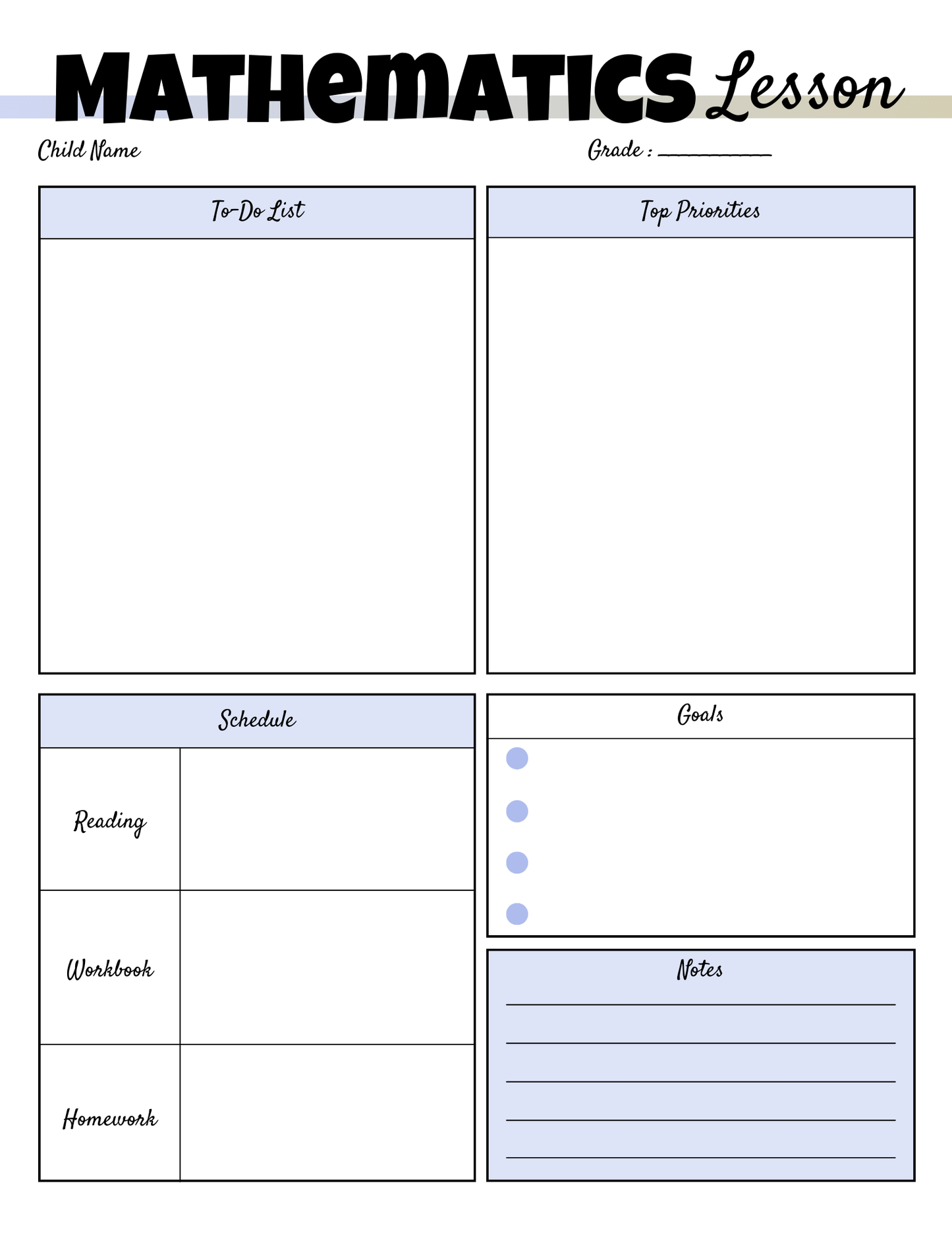 Homeschool Planner-Letter Size