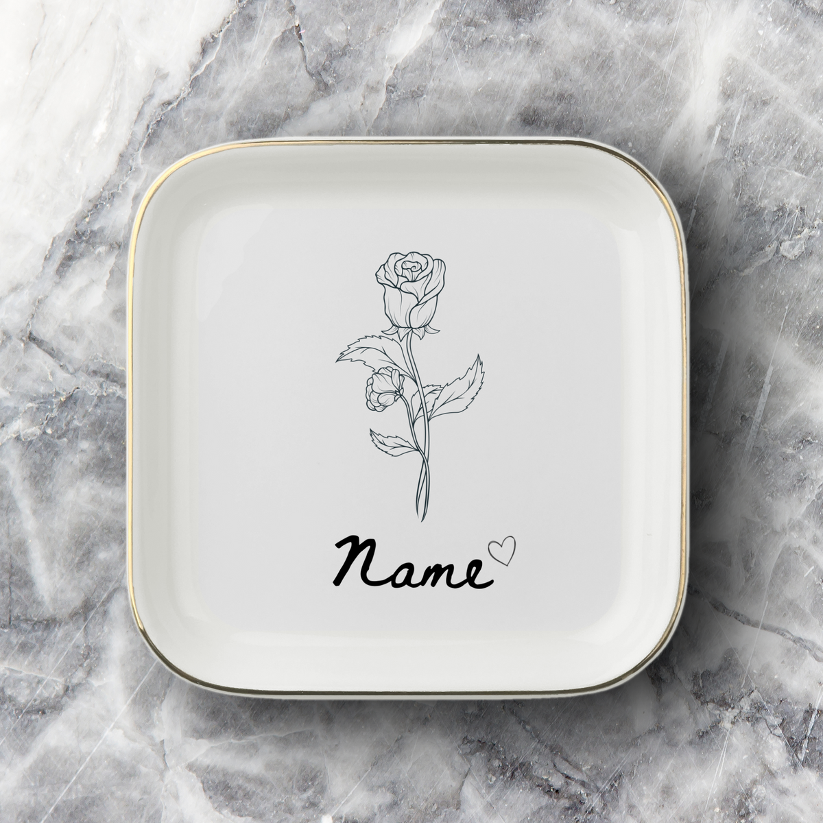 Personalized Birth Month Flower Jewelry Dish