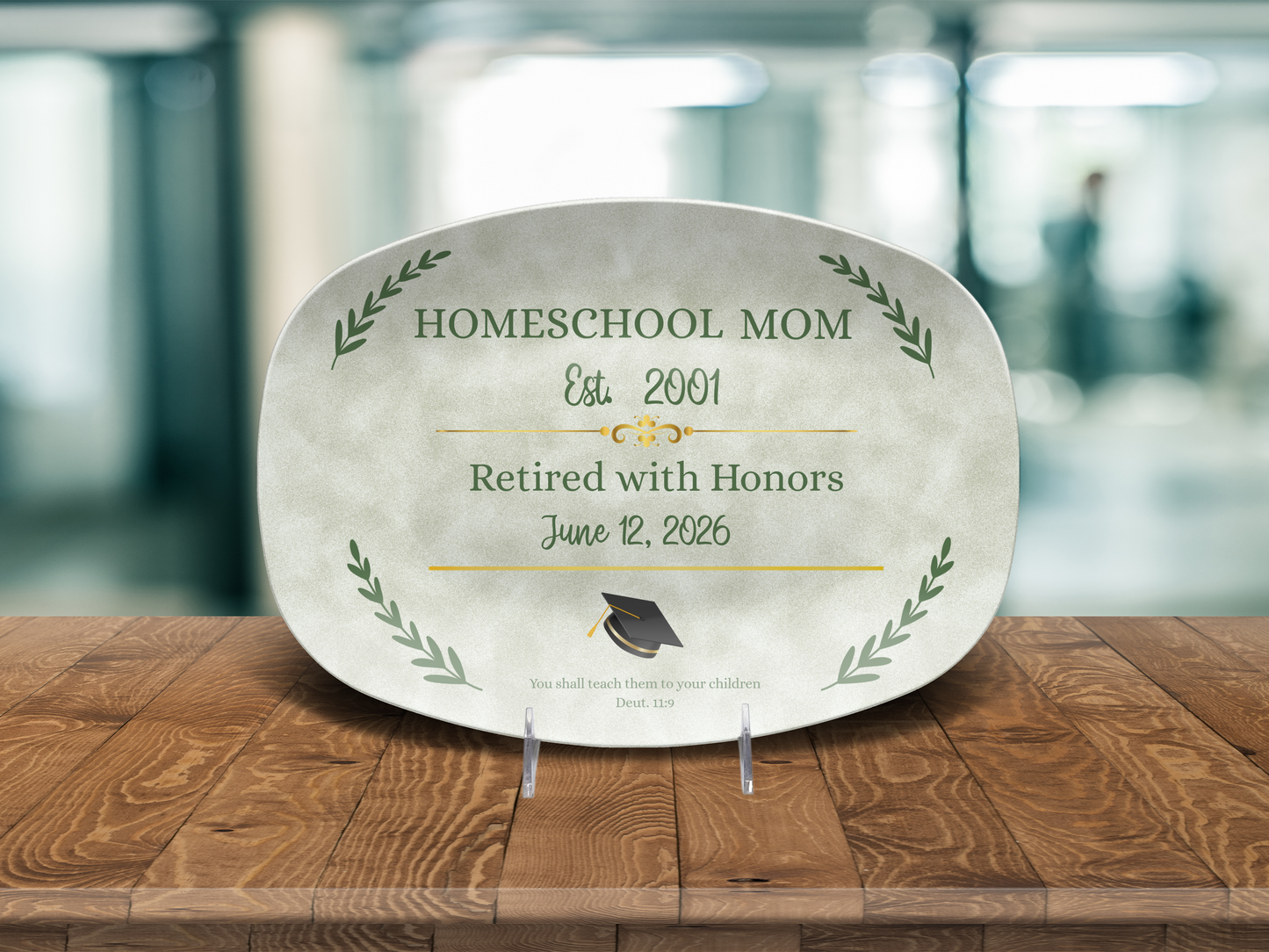 Homeschool Mom Platter Graduation Gift Farmhouse Style Celebration Keepsake Teaching Memento Custom Plate Education Milestone Last Child