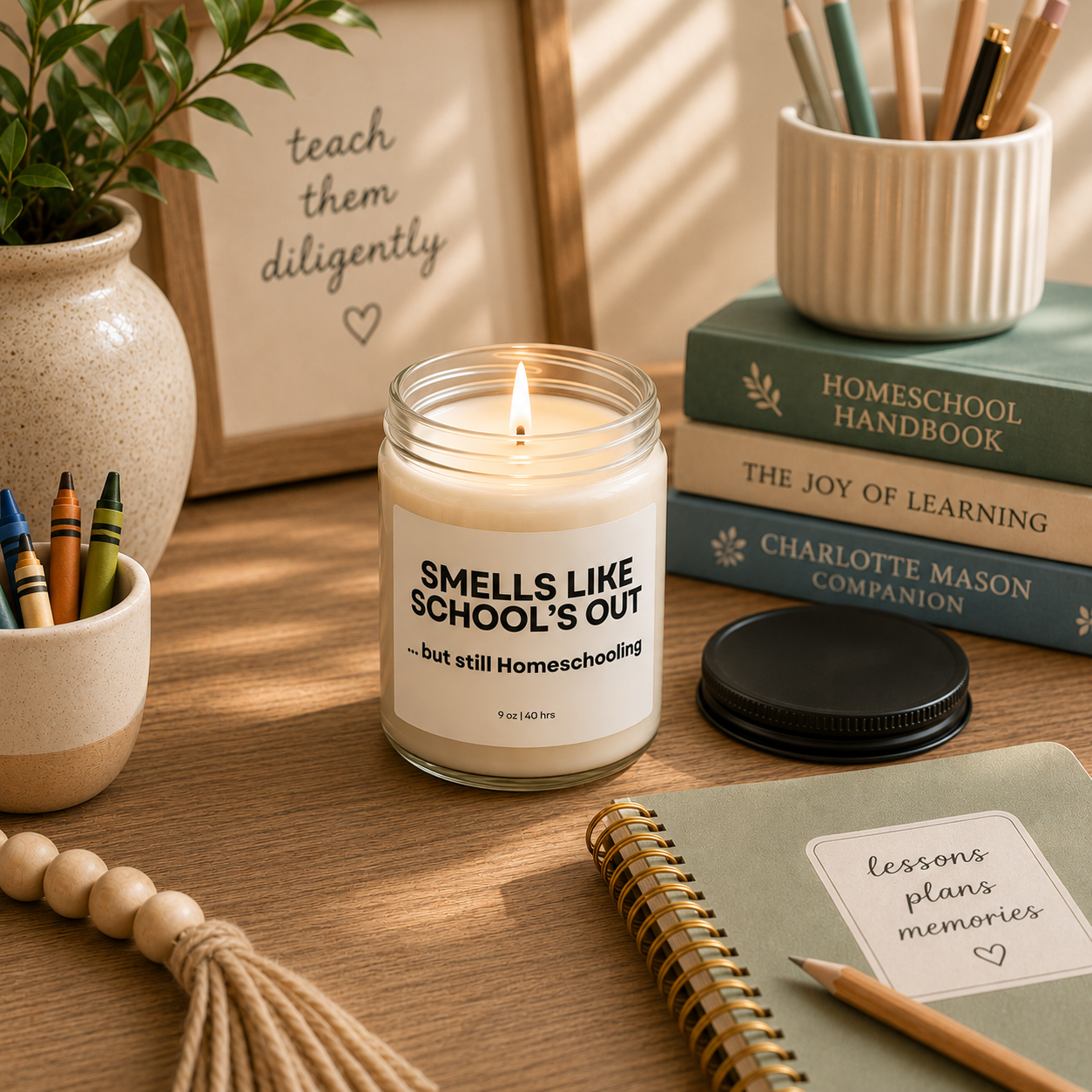 Homeschool Mom Gift Candle Teacher Appreciation Keepsake Scented Present End Year Celebration Recognition Maternal Instructor Tribute Summer