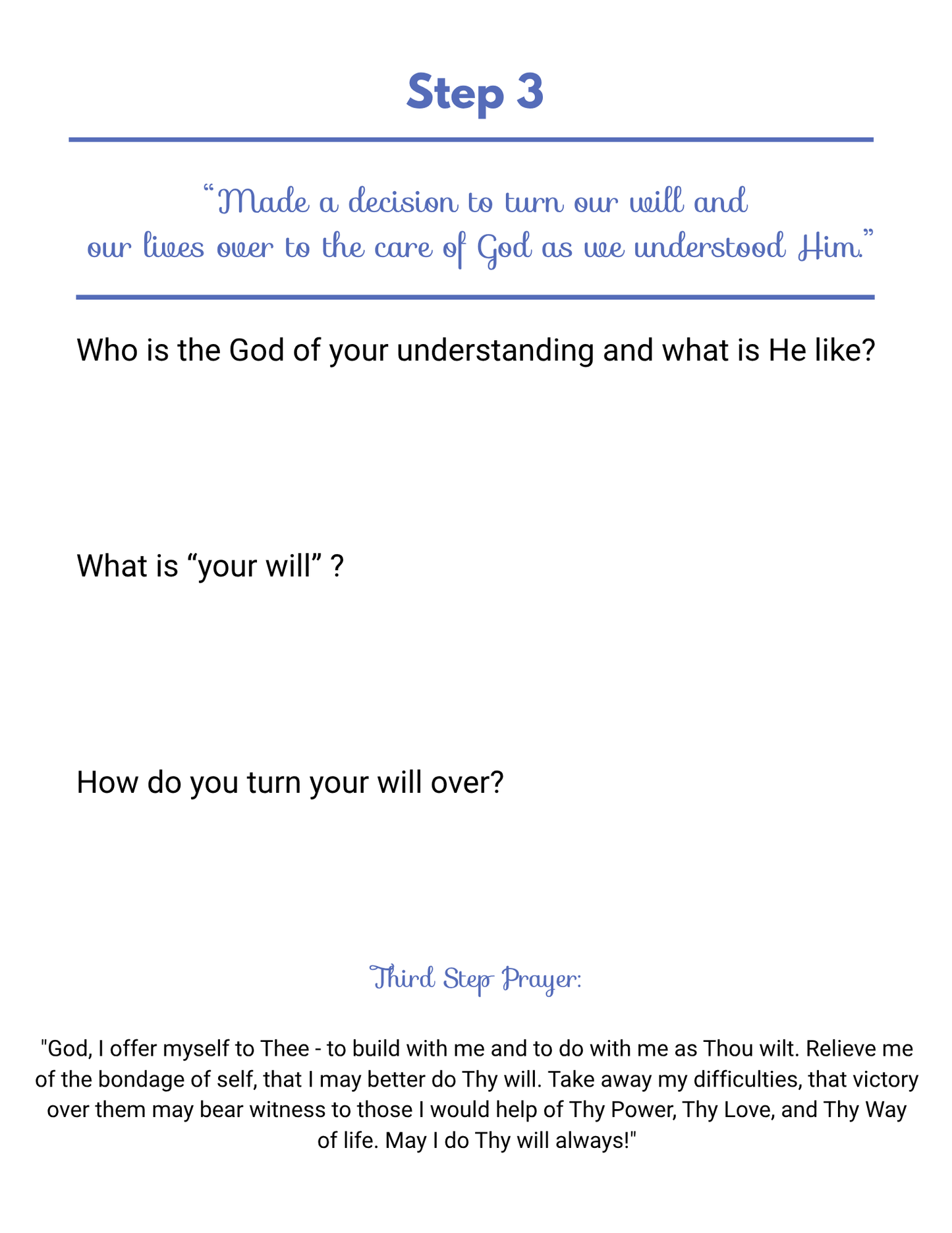 Step 3 Recovery Worksheet | Digital Download