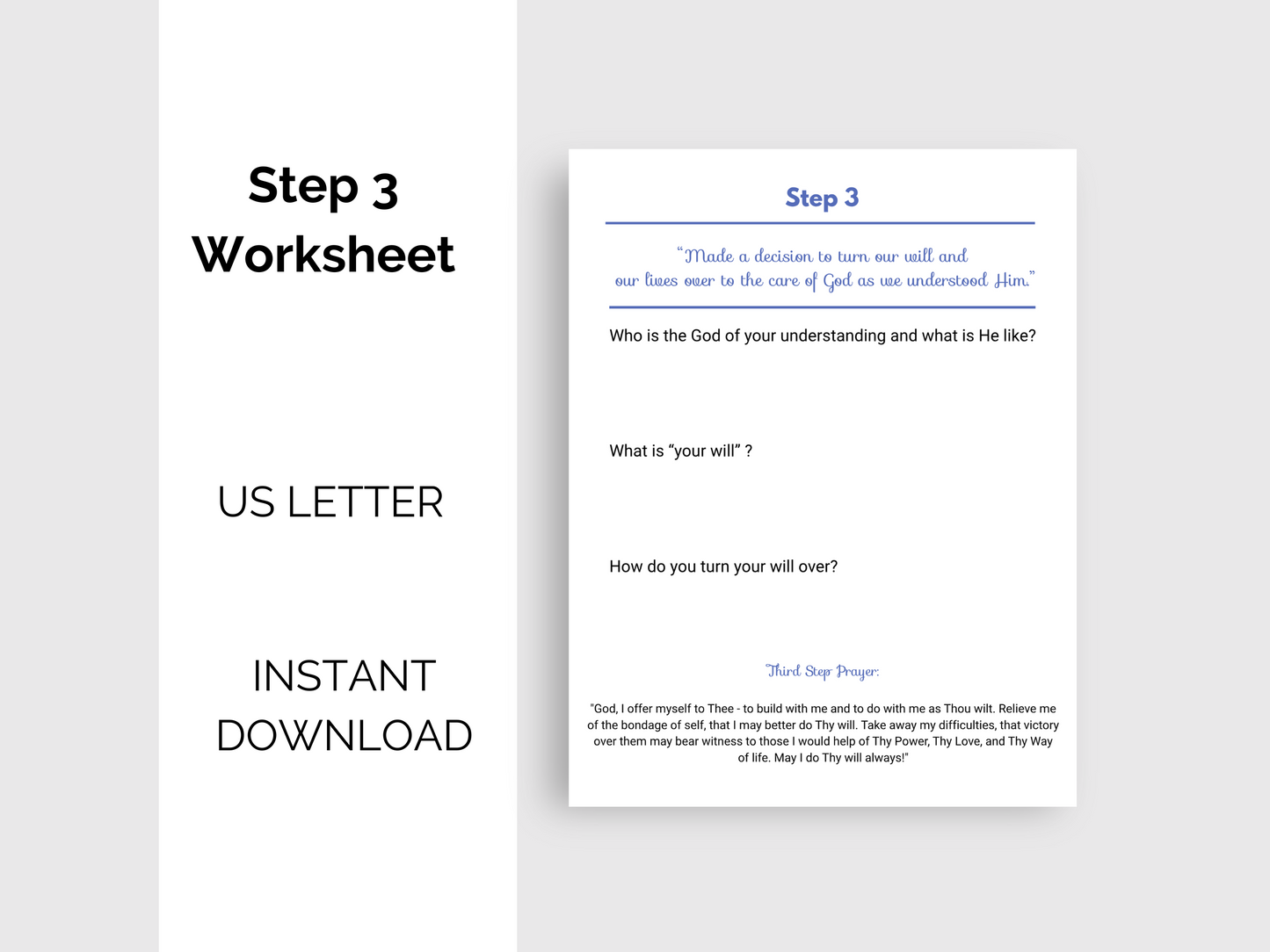 Step 3 Recovery Worksheet | Digital Download
