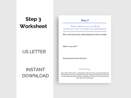 Step 3 Recovery Worksheet | Digital Download