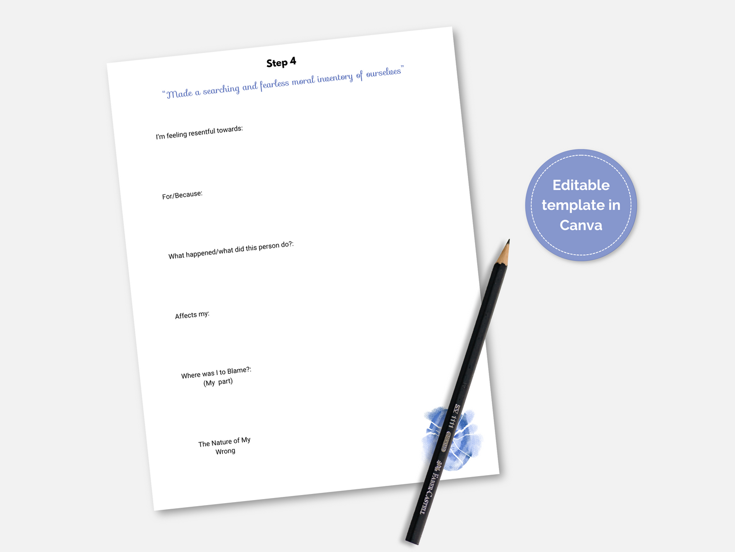 Step 4 Recovery Worksheets (2 Versions) | Moral Inventory | 12 Step Printable | Digital Download