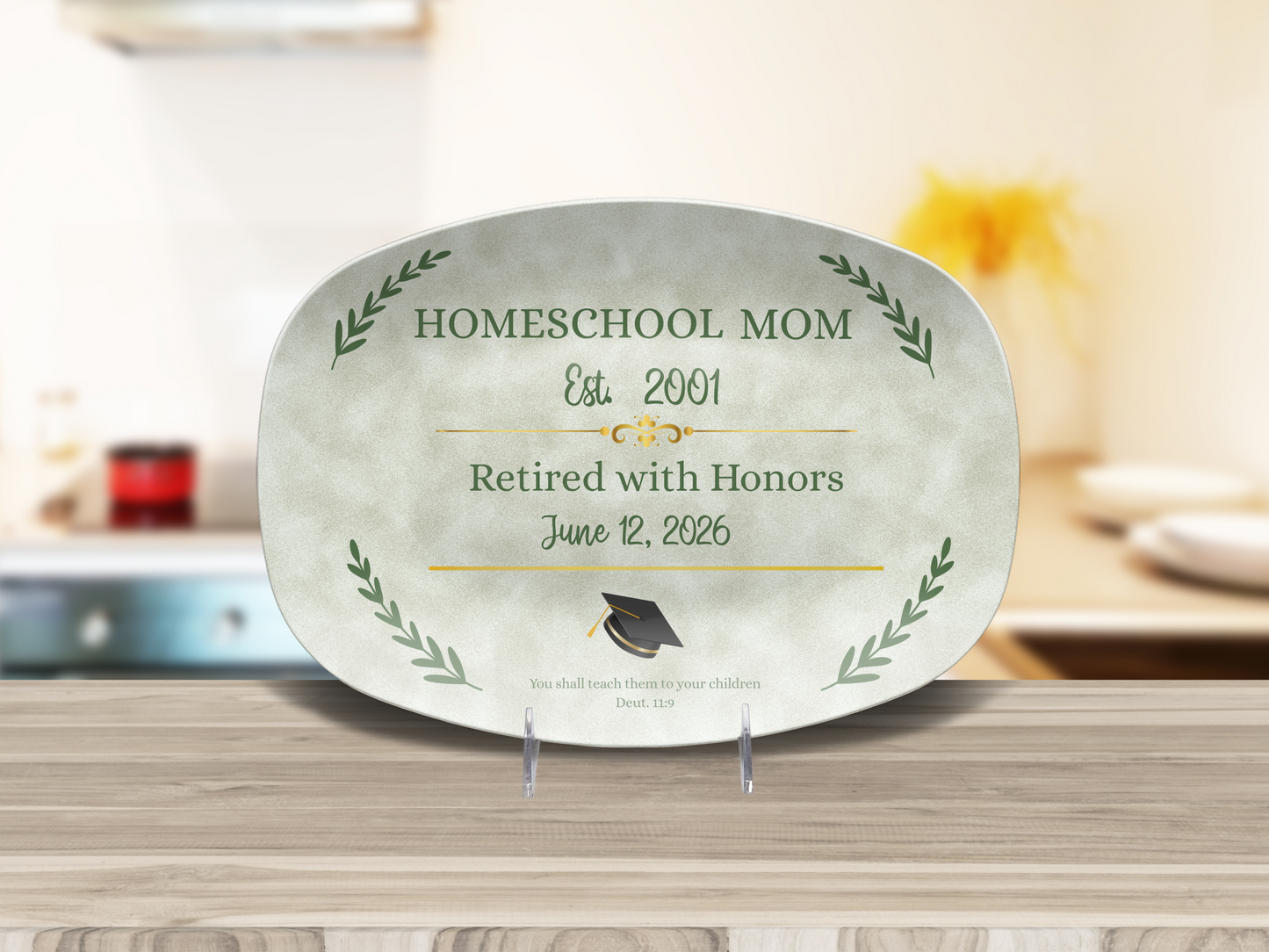 Homeschool Mom Platter Graduation Gift Farmhouse Style Celebration Keepsake Teaching Memento Custom Plate Education Milestone Last Child