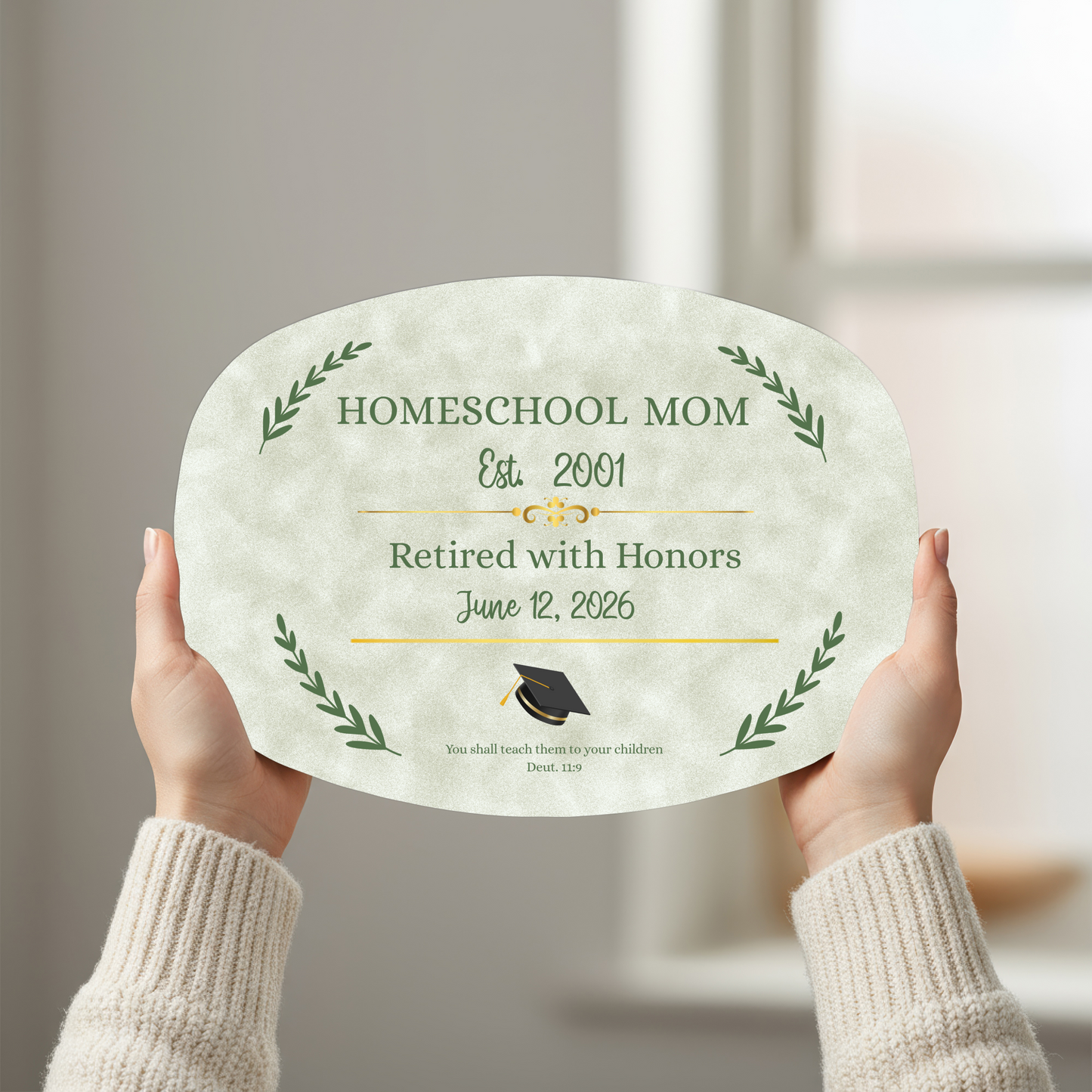 Homeschool Mom Platter Graduation Gift Farmhouse Style Celebration Keepsake Teaching Memento Custom Plate Education Milestone Last Child