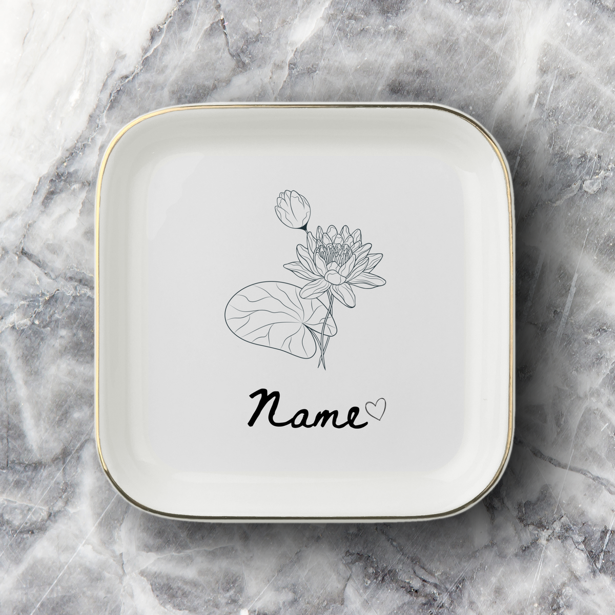 Personalized Birth Month Flower Jewelry Dish