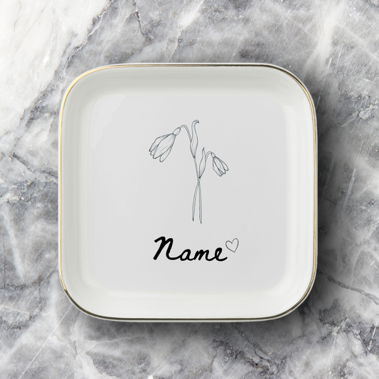 Personalized Birth Month Flower Jewelry Dish